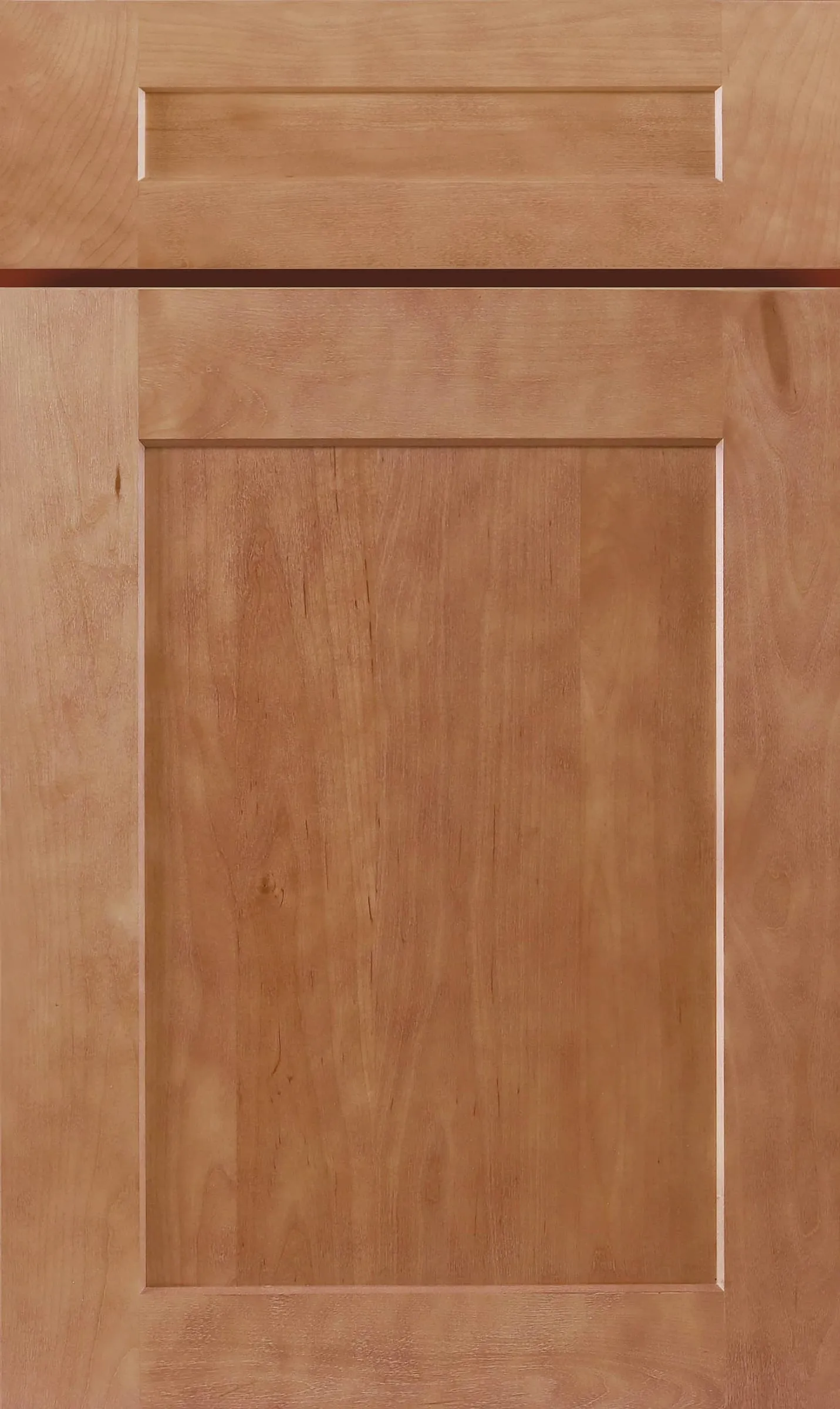Light natural almond-tan wood shaker door with a flat recessed panel