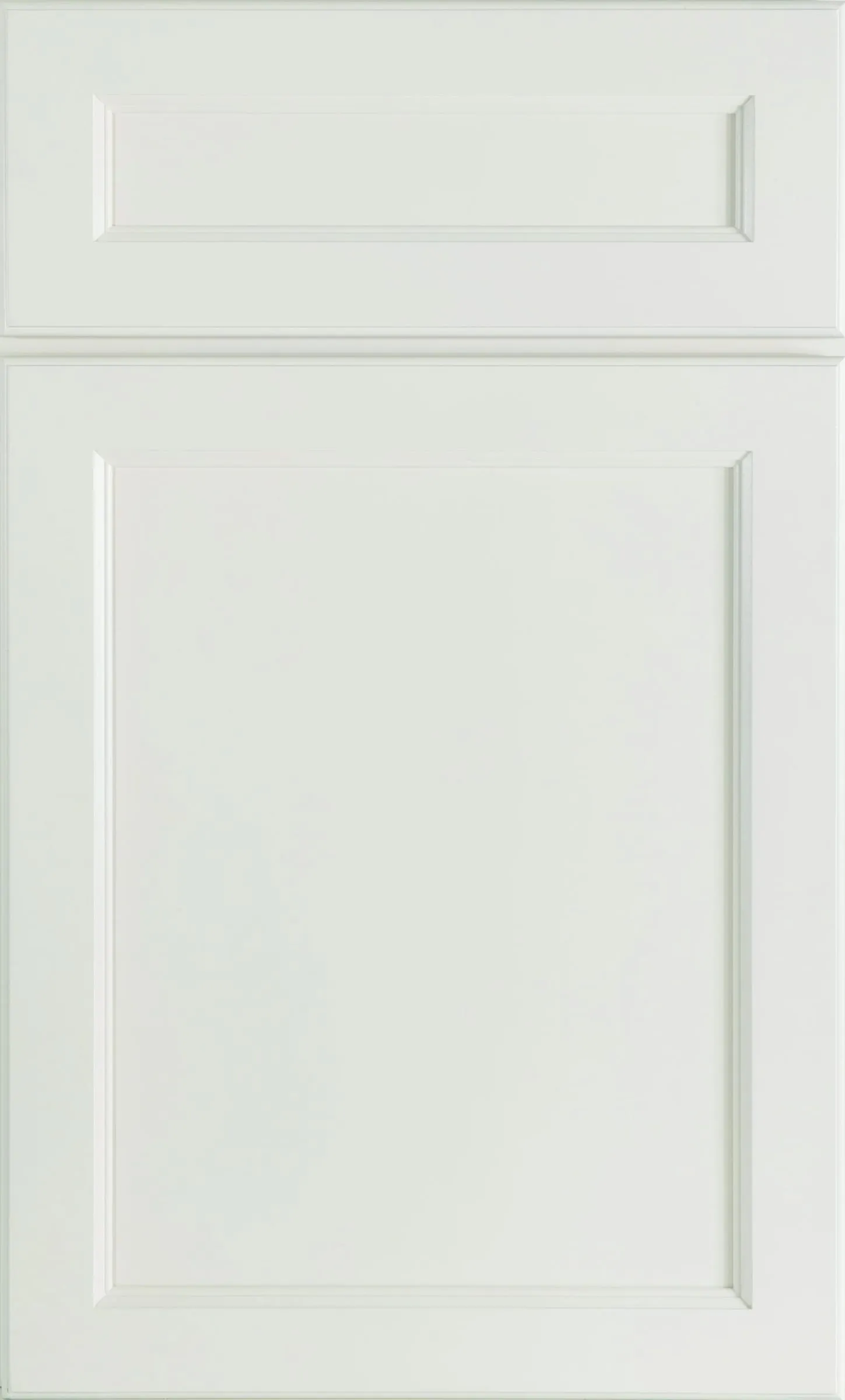 Off-white dove painted door with a recessed panel framed by a stepped inner molding