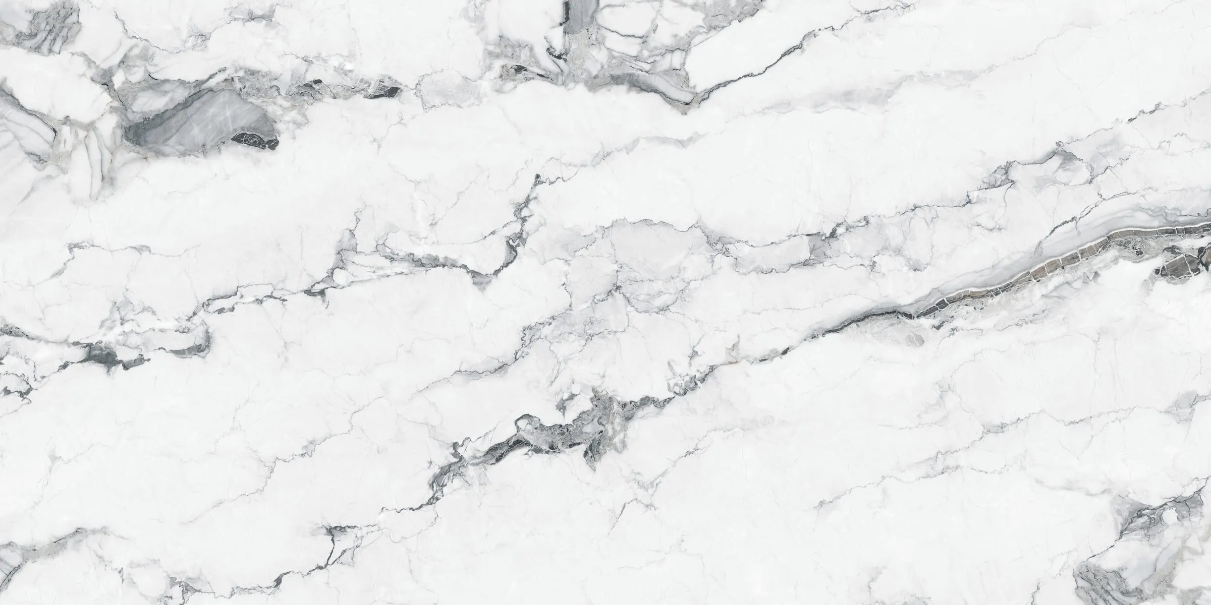 Graphite Cascade printed-surface quartz slab, full-surface swatch