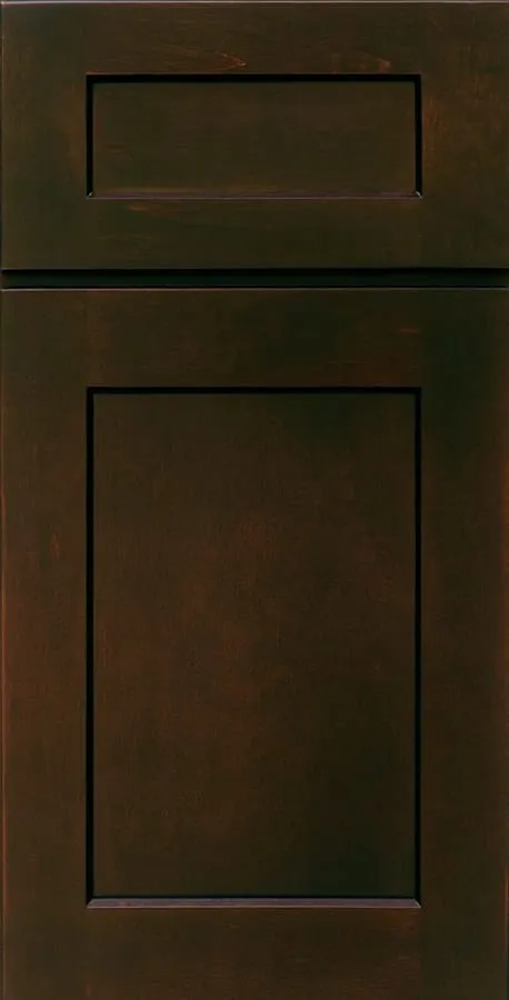 Dark espresso-brown shaker cabinet door and drawer front