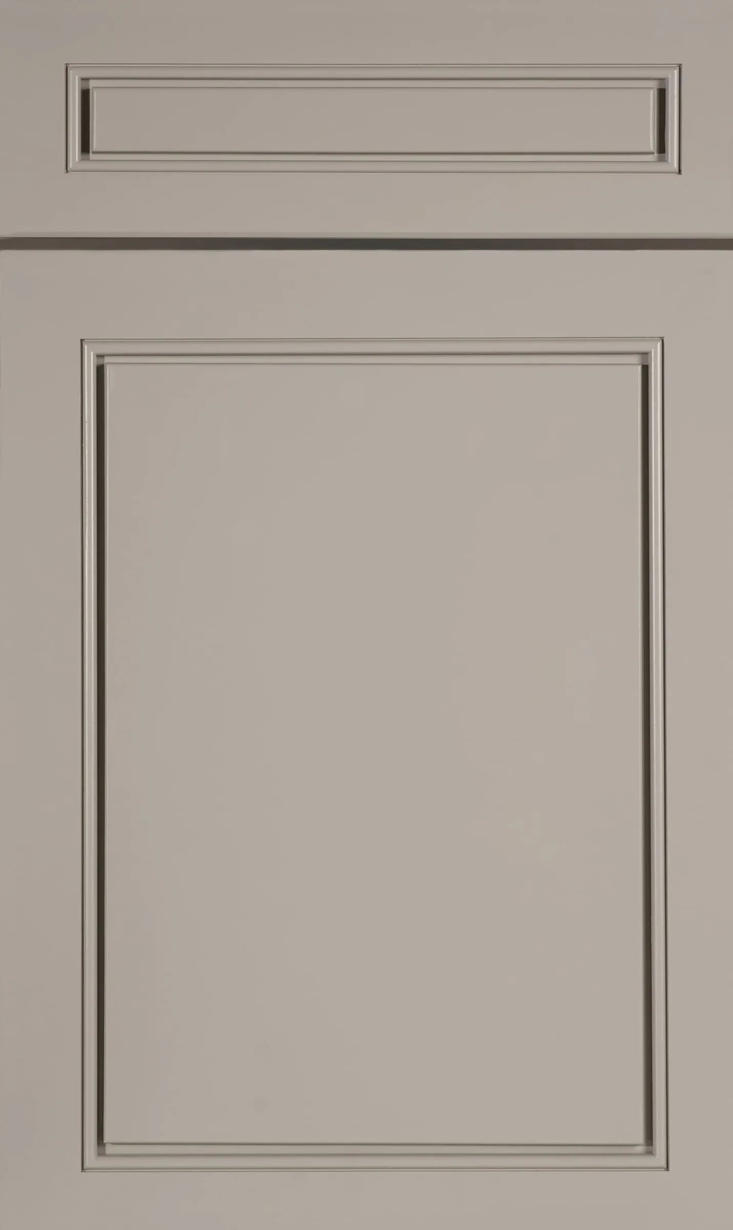 Medium greige painted door with a recessed center panel and thin inner bead