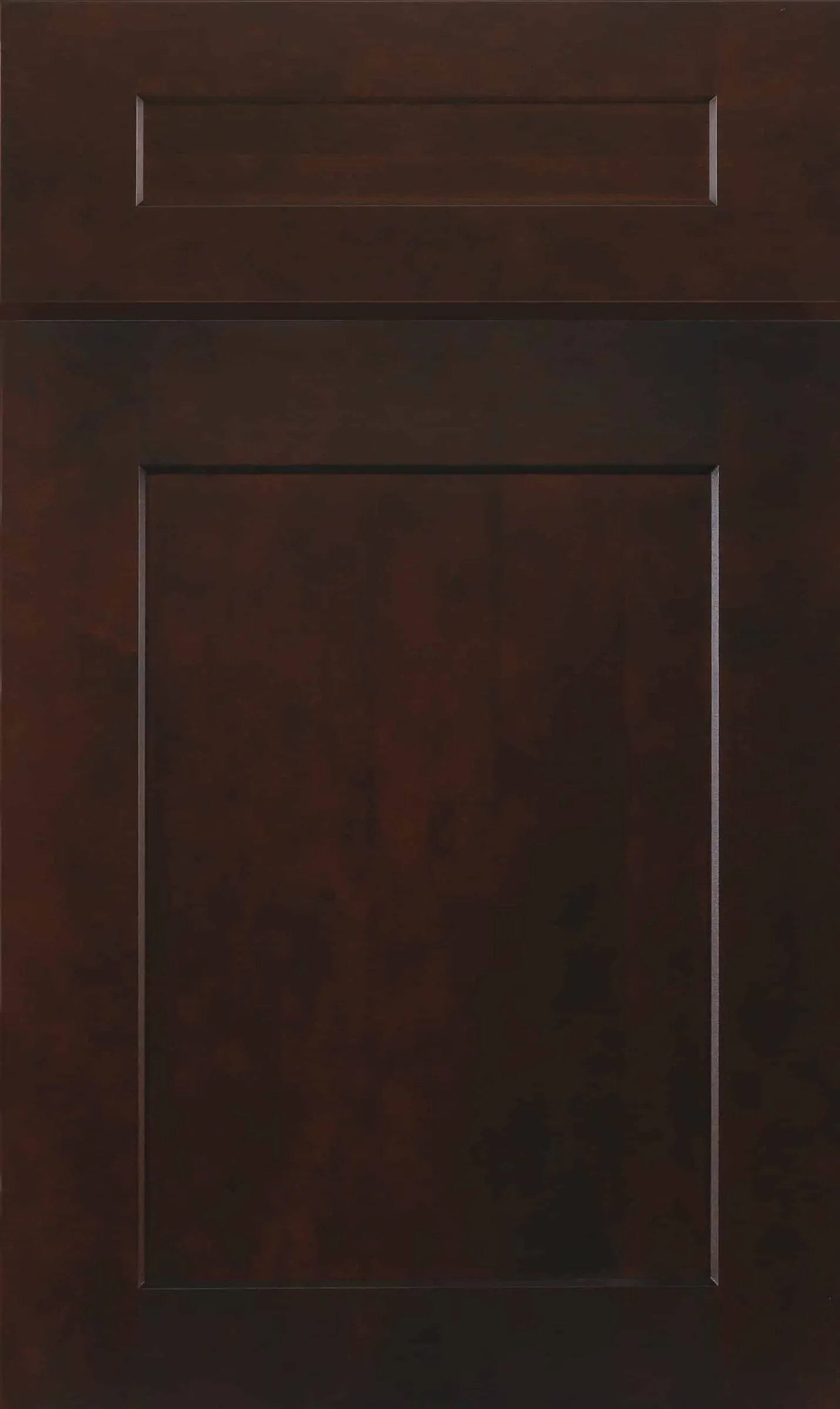 Dark espresso java-stained shaker door with a flat recessed panel