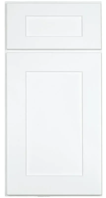 Premium White Shaker door and drawer front, smooth white painted shaker with no center grooves