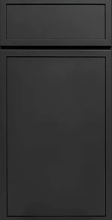 Matte black slim flat-panel cabinet door and drawer front