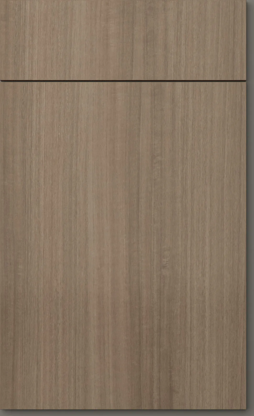 Walnut Light frameless slab door and drawer, straight-grain light gray-brown woodgrain