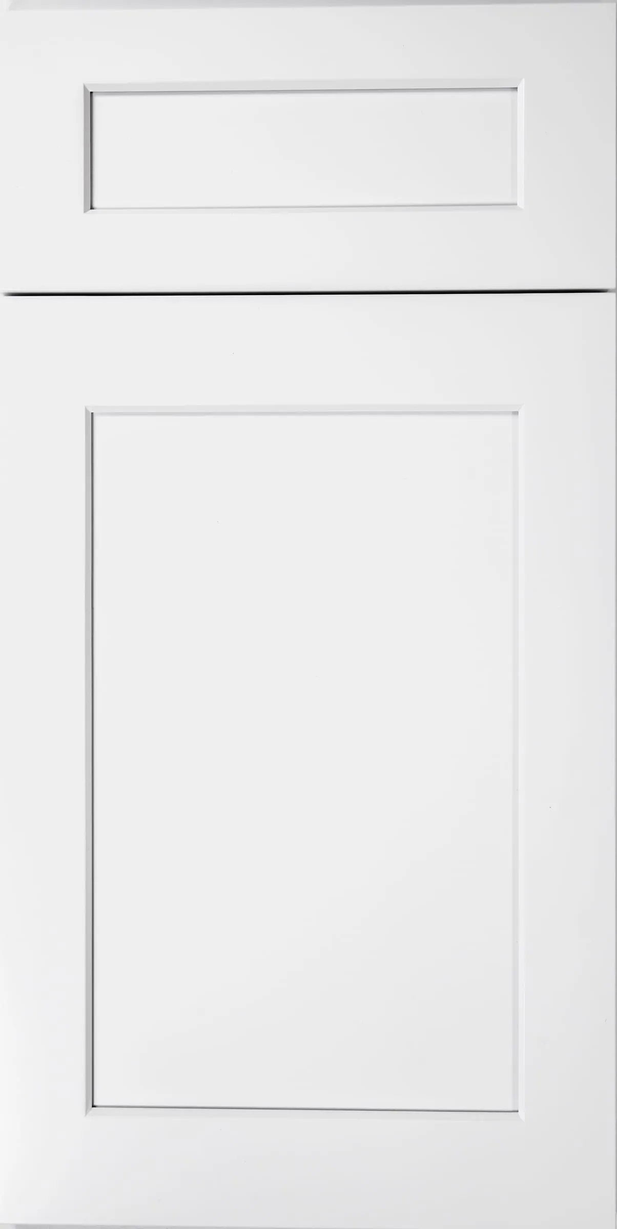 Smooth white five-piece shaker door and drawer front