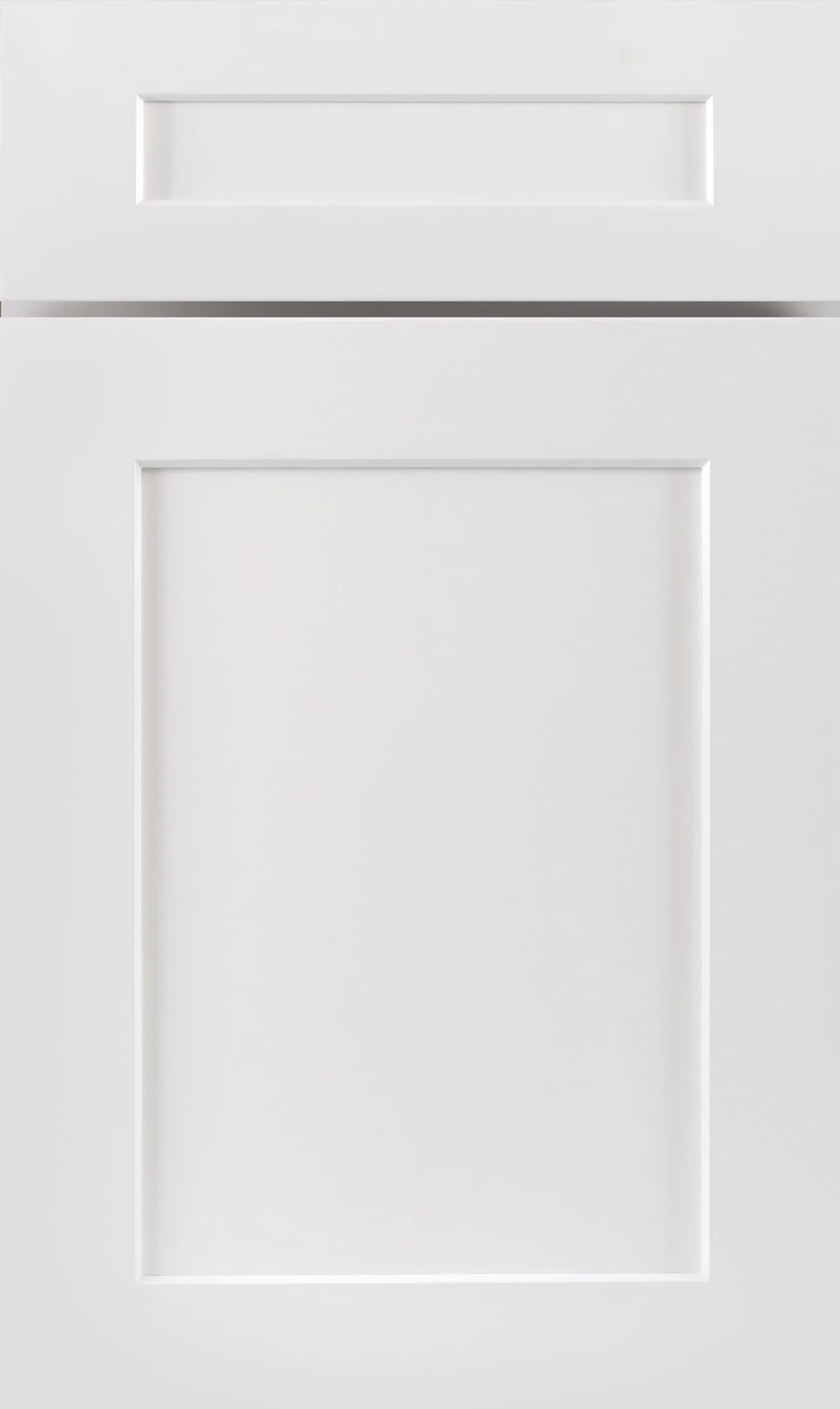 Bright white painted shaker door with a flat recessed panel